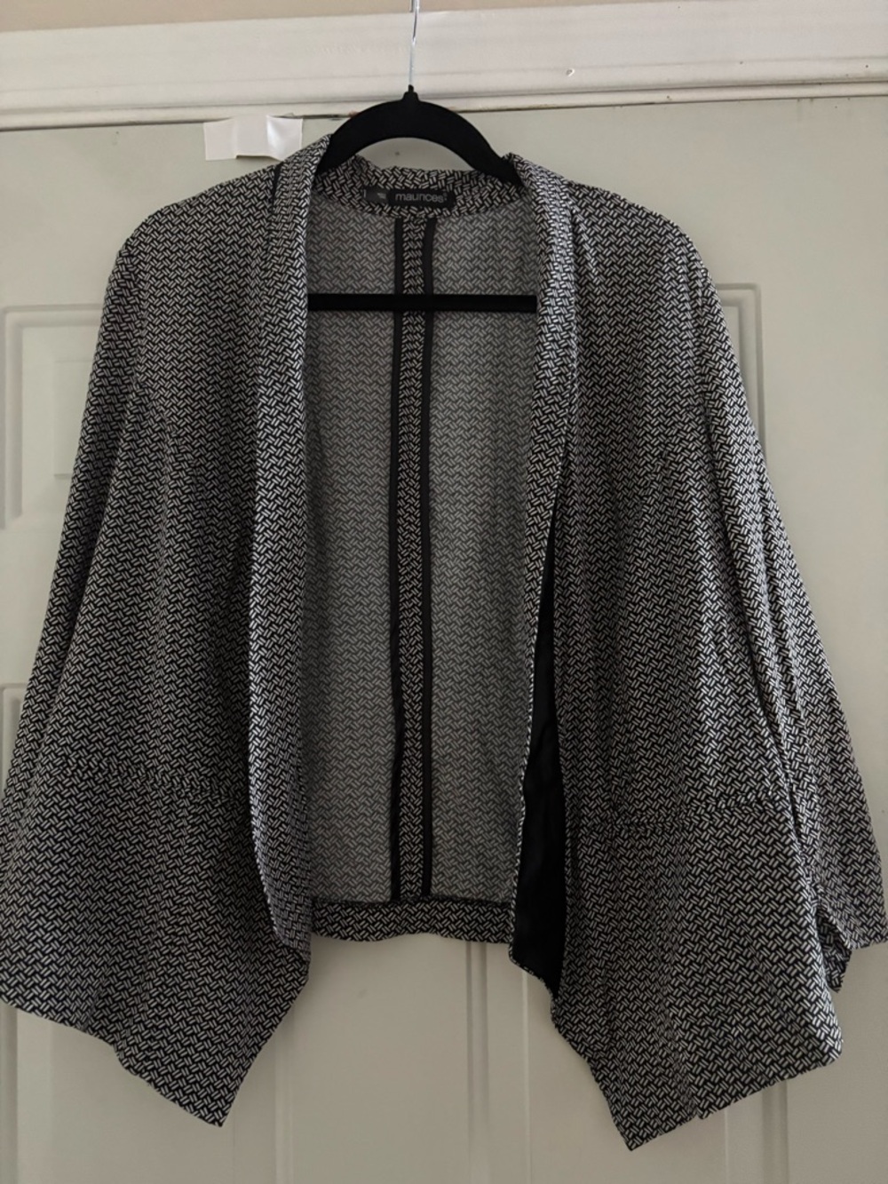 Maurices Black and White Open Drape Cardigan